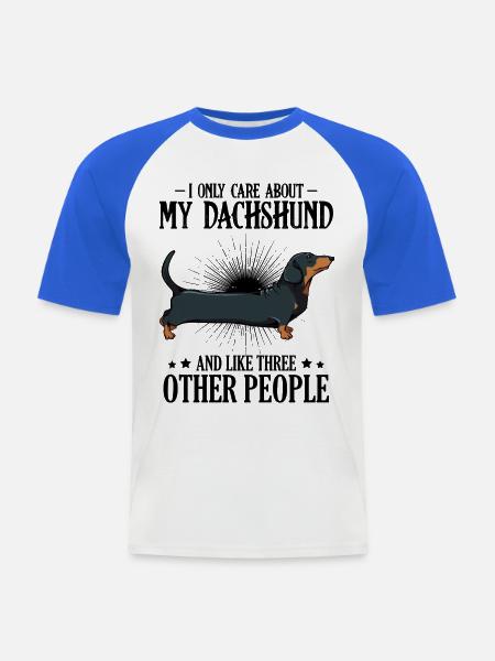 dachshund - Men's Baseball T-Shirt - white/royal blue