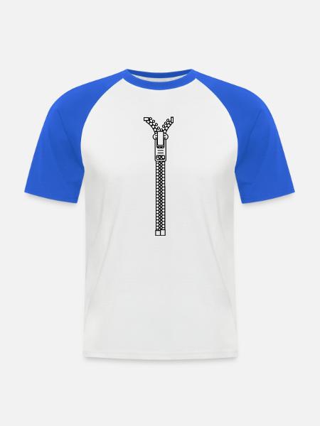Zipper - Männer Baseball-T-Shirt - Weiß/Royalblau