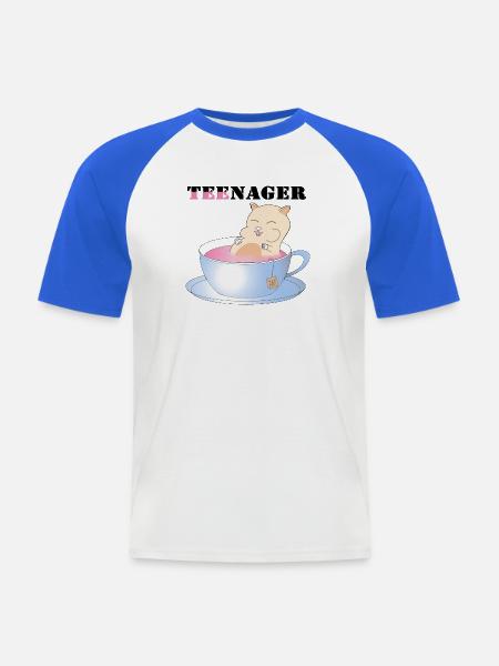 Teenager, Tee-Nager - Männer Baseball-T-Shirt - Weiß/Royalblau