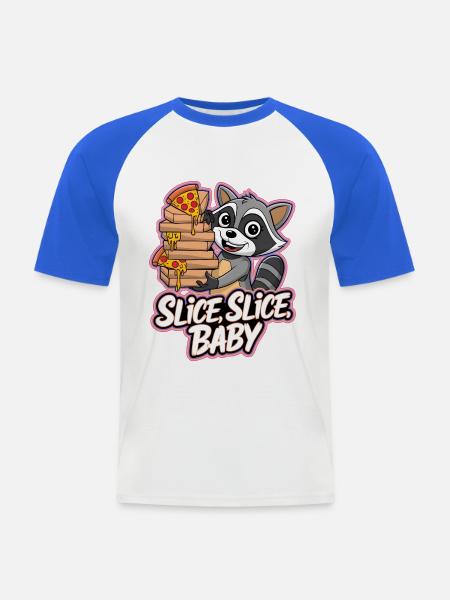 Tranche, Tranche, Bébé - T-shirt baseball manches courtes Homme - blanc/bleu royal