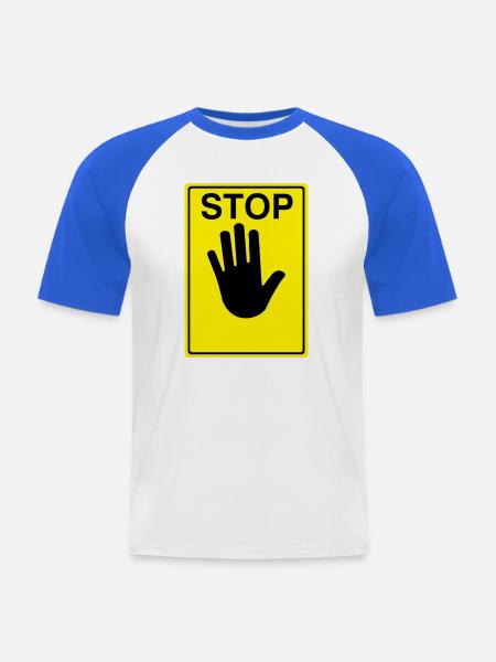 Stop Sign Logo - Men's Baseball T-Shirt - white/royal blue