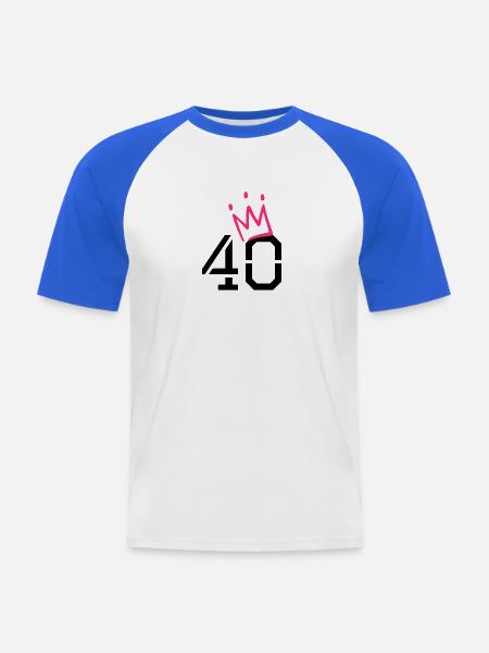 40 crown - 40th birthday - Men's Baseball T-Shirt - white/royal blue