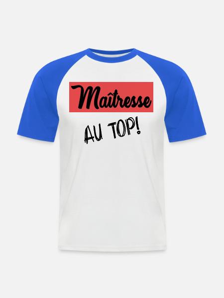 DANKE, HERRIN - Männer Baseball-T-Shirt - Weiß/Royalblau