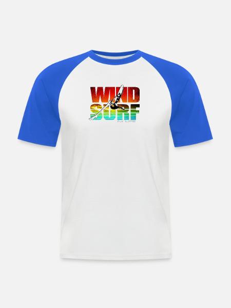 Windsurfen fürs Leben - Männer Baseball-T-Shirt - Weiß/Royalblau
