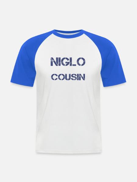Je mange du Niglo - T-shirt baseball manches courtes Homme - blanc/bleu royal