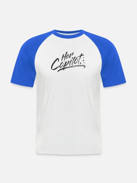 Her Copilot - Men's Baseball T-Shirt - white/royal blue
