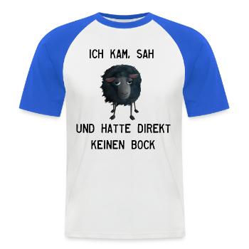 Schwarzes Schaf - Ich kam, sah, hatte keinen Bock - Männer Baseball-T-Shirt - Weiß/Royalblau - Vorne