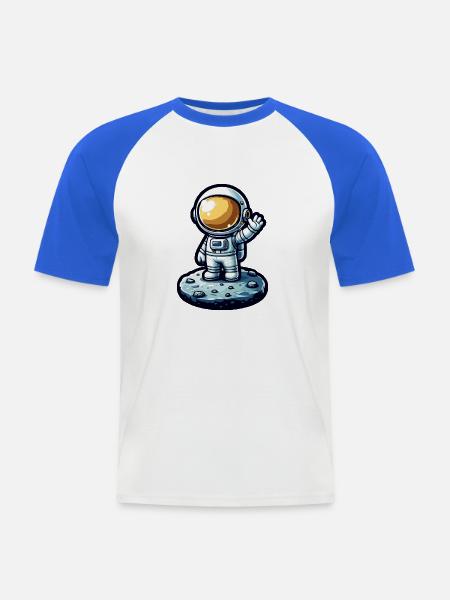 Kleiner Astronaut – Mondlandung - Männer Baseball-T-Shirt - Weiß/Royalblau