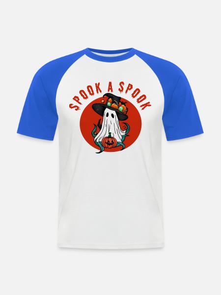 Erschrecke einen Spuk! - Männer Baseball-T-Shirt - Weiß/Royalblau
