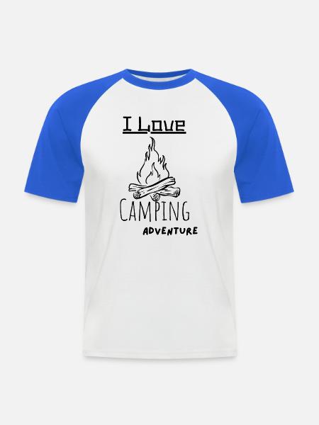 I Love Camping - Männer Baseball-T-Shirt - Weiß/Royalblau