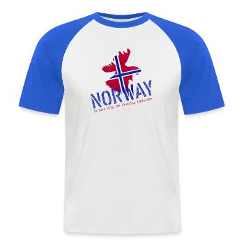 Norwegen Norge Elch - Männer Baseball-T-Shirt - Weiß/Royalblau - Vorne
