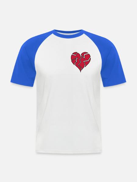 HEARTBROKEN <3 - Männer Baseball-T-Shirt - Weiß/Royalblau