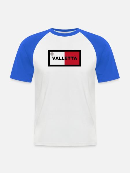 La Valette à Malte Drapeau - T-shirt baseball manches courtes Homme - blanc/bleu royal