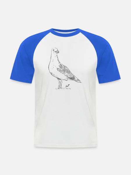 Vintage Dove – Hand Drawn Bird Sketch - Men's Baseball T-Shirt - white/royal blue
