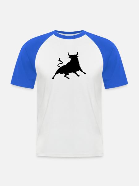 Stier - Männer Baseball-T-Shirt - Weiß/Royalblau