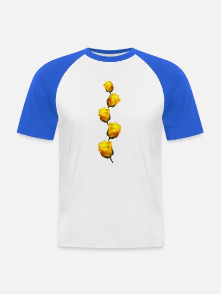 gelbe Rosen - Männer Baseball-T-Shirt - Weiß/Royalblau