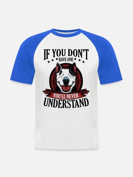 Bull Terrier - T-shirt baseball manches courtes Homme - blanc/bleu royal