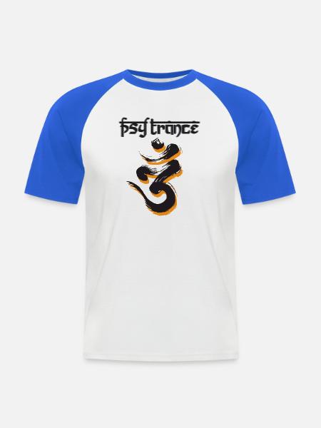 PsyTrance - T-shirt baseball manches courtes Homme - blanc/bleu royal
