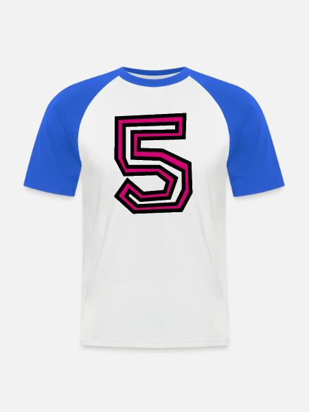 5 - Men's Baseball T-Shirt - white/royal blue