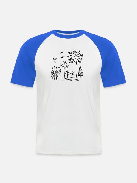 Pure Nature - Männer Baseball-T-Shirt - Weiß/Royalblau