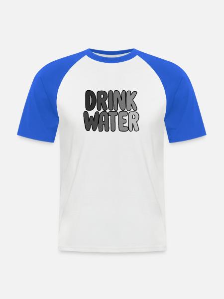 Drink Water - Männer Baseball-T-Shirt - Weiß/Royalblau