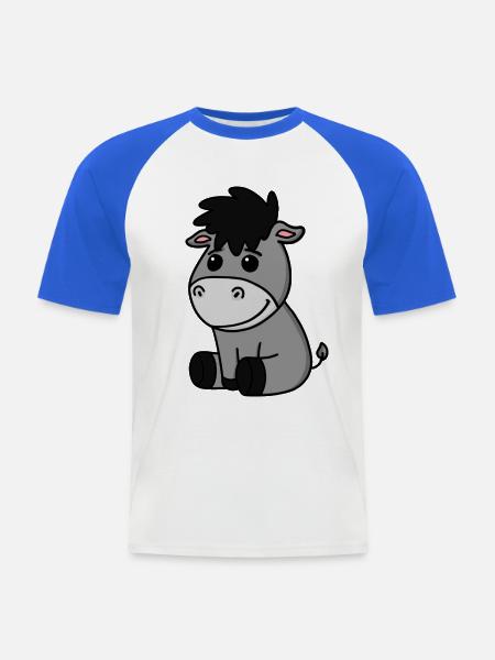 Bébé âne - T-shirt baseball manches courtes Homme - blanc/bleu royal