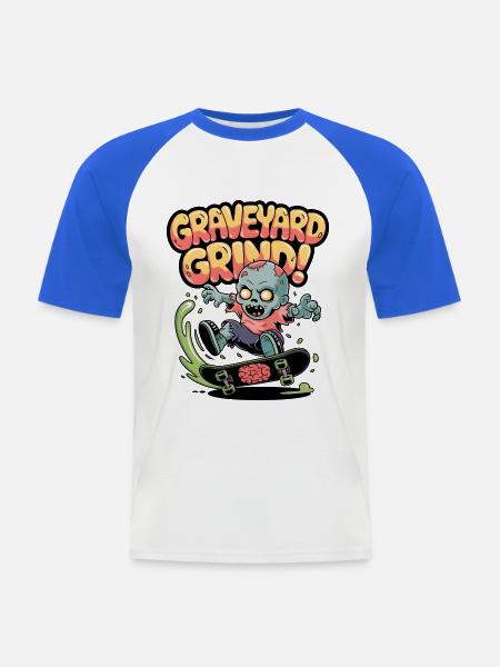 Friedhofs-Grind! - Männer Baseball-T-Shirt - Weiß/Royalblau