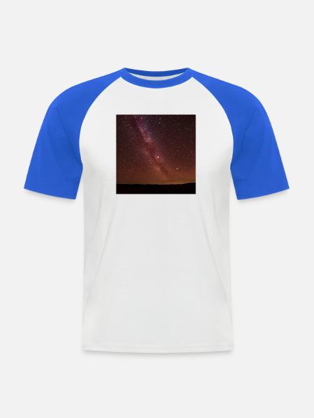 Sternenhimmel Vergleichsbild - Männer Baseball-T-Shirt - Weiß/Royalblau