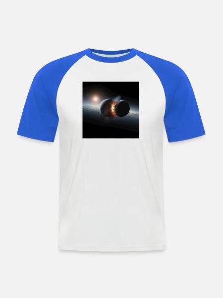 Kosmisches Eclipse Design - Männer Baseball-T-Shirt - Weiß/Royalblau