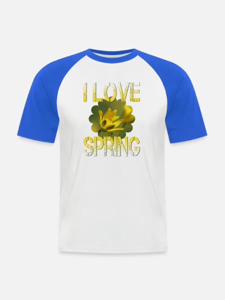 I love spring Frühling - Männer Baseball-T-Shirt - Weiß/Royalblau