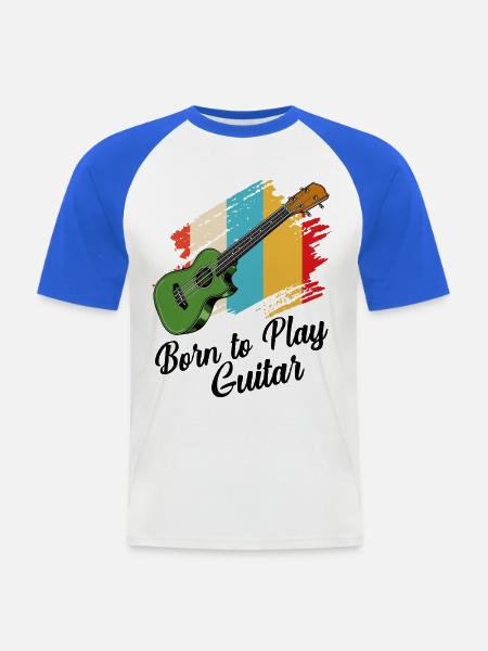 Gitarre - Männer Baseball-T-Shirt - Weiß/Royalblau