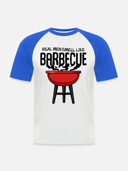 Red Kettle Grill Illustration - T-shirt baseball manches courtes Homme - blanc/bleu royal