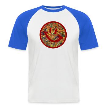 Abstrakter Smiley - Männer Baseball-T-Shirt - Weiß/Royalblau - Vorne