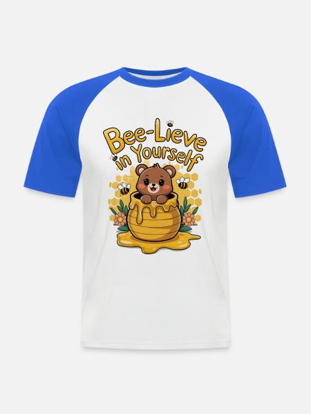 Croyez en vous-même - T-shirt baseball manches courtes Homme - blanc/bleu royal