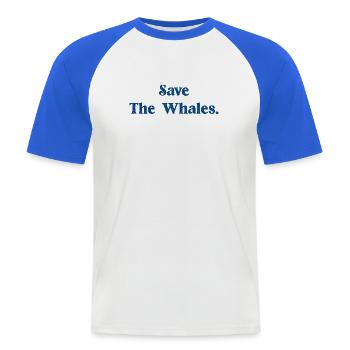 Rettet die Wale - Männer Baseball-T-Shirt - Weiß/Royalblau - Vorne