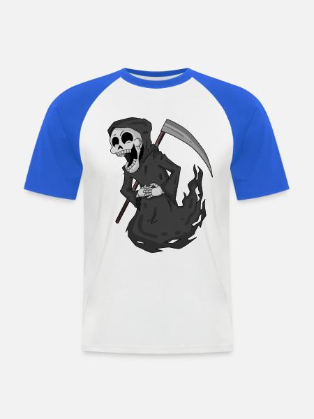 Grim Reaper laughs funny - Men's Baseball T-Shirt - white/royal blue