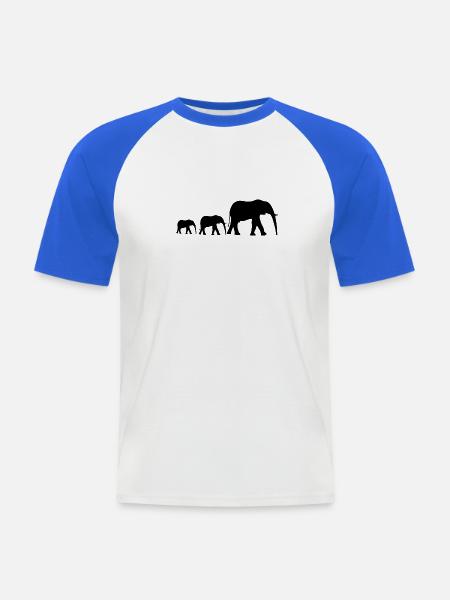 Elefantenfamilie - Männer Baseball-T-Shirt - Weiß/Royalblau