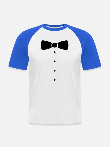 Fliege oder Krawatte Kostüm. - Männer Baseball-T-Shirt - Weiß/Royalblau