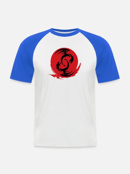 Red Dragon Circle - Men's Baseball T-Shirt - white/royal blue