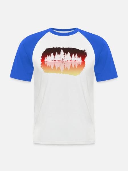 Wald - Forest - Männer Baseball-T-Shirt - Weiß/Royalblau