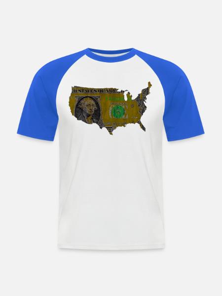 USA dollar flag - Men's Baseball T-Shirt - white/royal blue
