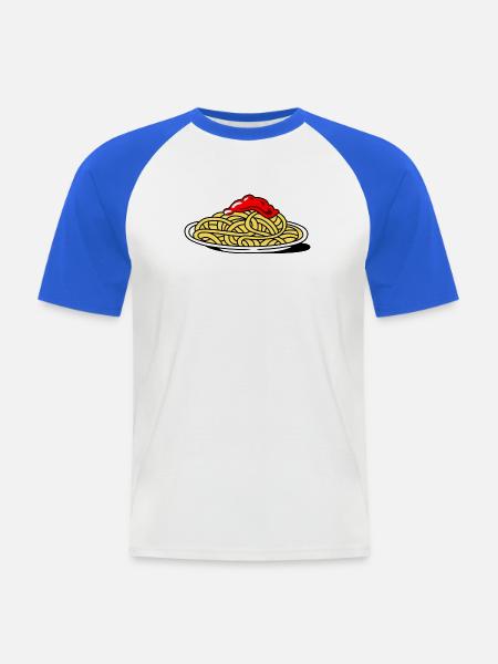 Spaghetti mit Tomaten - Männer Baseball-T-Shirt - Weiß/Royalblau