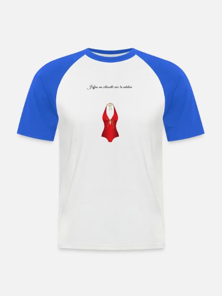 La piscine 1 - T-shirt baseball manches courtes Homme - blanc/bleu royal