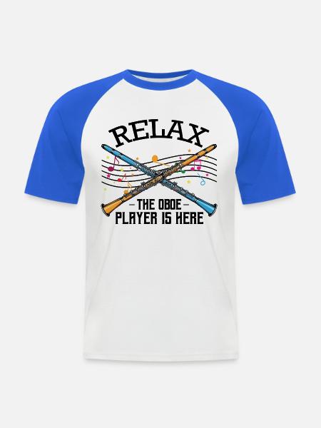 hautbois - T-shirt baseball manches courtes Homme - blanc/bleu royal