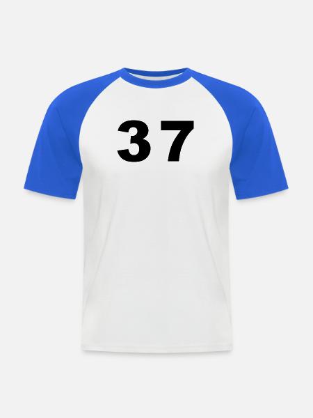Number - 37 - siebenunddreißig - Männer Baseball-T-Shirt - Weiß/Royalblau