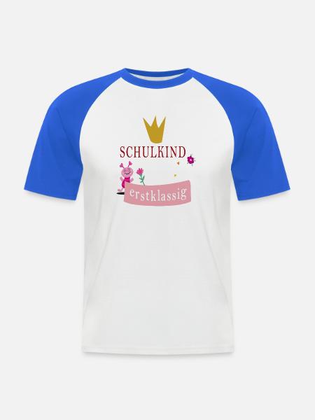 Schulkind erstklassig - Männer Baseball-T-Shirt - Weiß/Royalblau