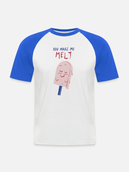 you make me melt icecream - Men's Baseball T-Shirt - white/royal blue