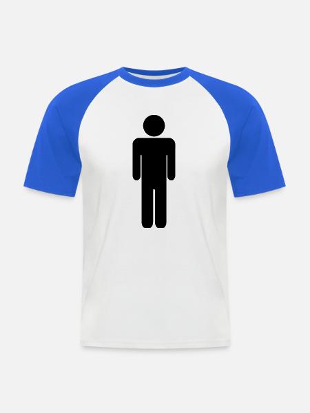 Mann - Männer Baseball-T-Shirt - Weiß/Royalblau