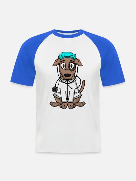 Dog Doctor - Men's Baseball T-Shirt - white/royal blue