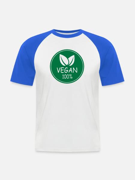 vegan 100% - Männer Baseball-T-Shirt - Weiß/Royalblau